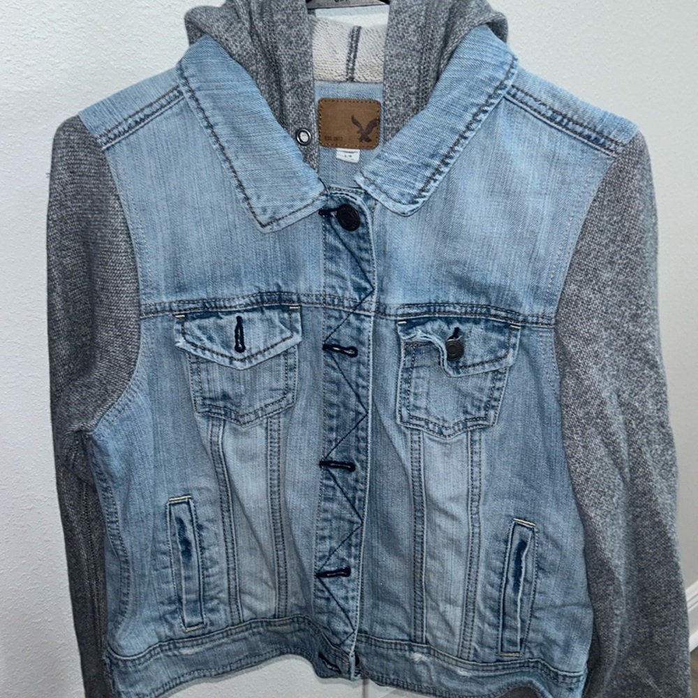 Denim jacket with hoodie